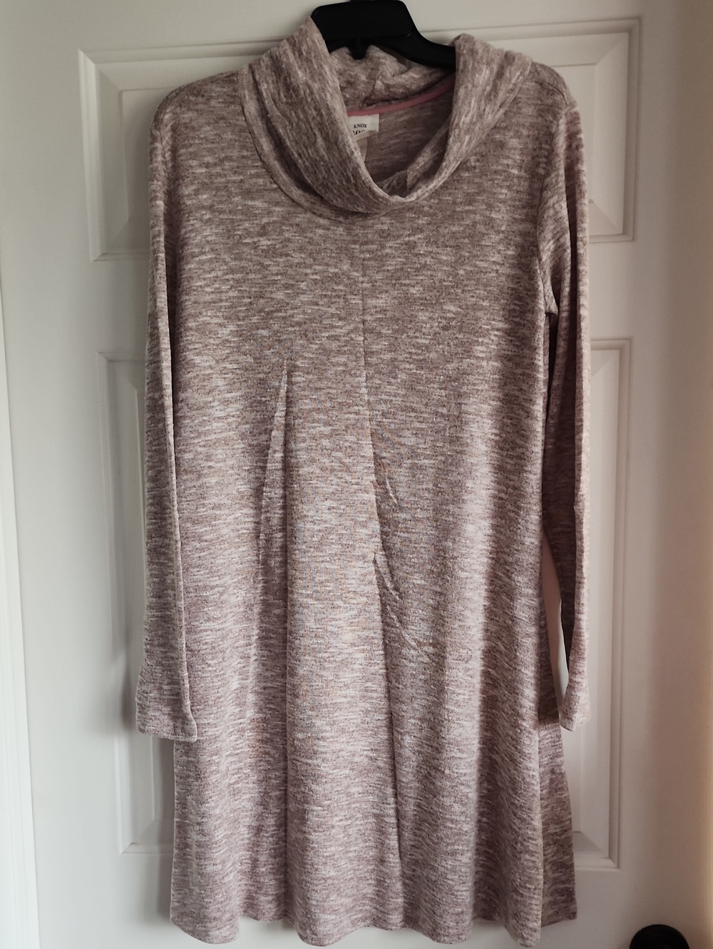 Cozy Cowl Neck Long-Sleeve Tunic Style Dress - Light Mauve